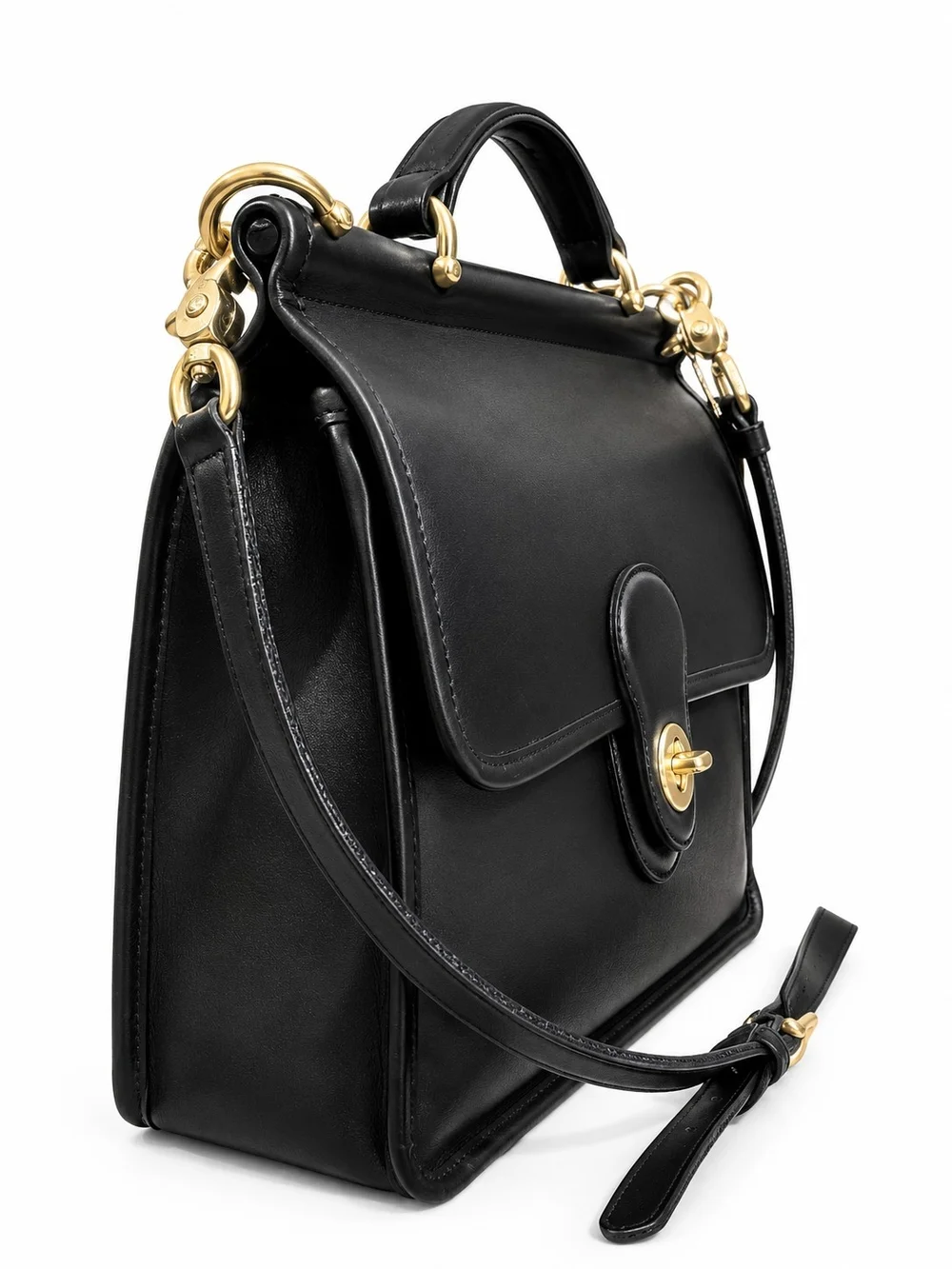 Vintage Coach Willis 9927 Black Glove-tanned Leather Top Handle Satchel Bras EVC